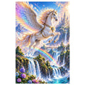 Pegasus Rainbow Waterfall original artwork on white