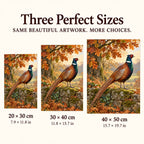 Pheasant diamond painting shown in 20 by 30, 30 by 40, and 40 by 50 centimeter sizes