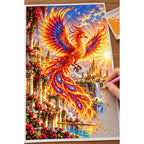 Phoenix Golden Temple Sunrise diamond painting process