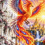 Phoenix Golden Temple Sunrise canvas and resin drill detail