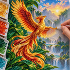 Hand placing diamond drills on the phoenix canopy canvas