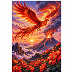 Phoenix Volcano Sunset Diamond Painting Kit finished diamond artwork on white background