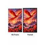 Phoenix Volcano Sunset Diamond Painting Kit No Frame and Framed comparison