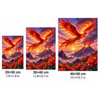 Phoenix Volcano Sunset Diamond Painting Kit size guide