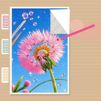Pink Dandelion Wishes Diamond Painting Kit process view