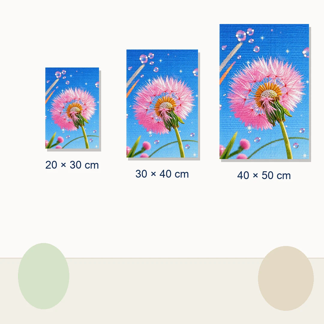 Pink Dandelion Wishes Diamond Painting Kit size view