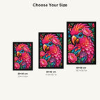 Pink Floral Macaw Diamond Painting Kit — Size guide
