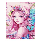 Pink Flower Fairy with Butterflies completed artwork on a clean white background