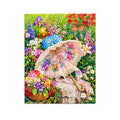 Pink Lace Umbrella in a Flower Garden Paint by Numbers Kit: finished artwork on a front-facing canvas against a white background