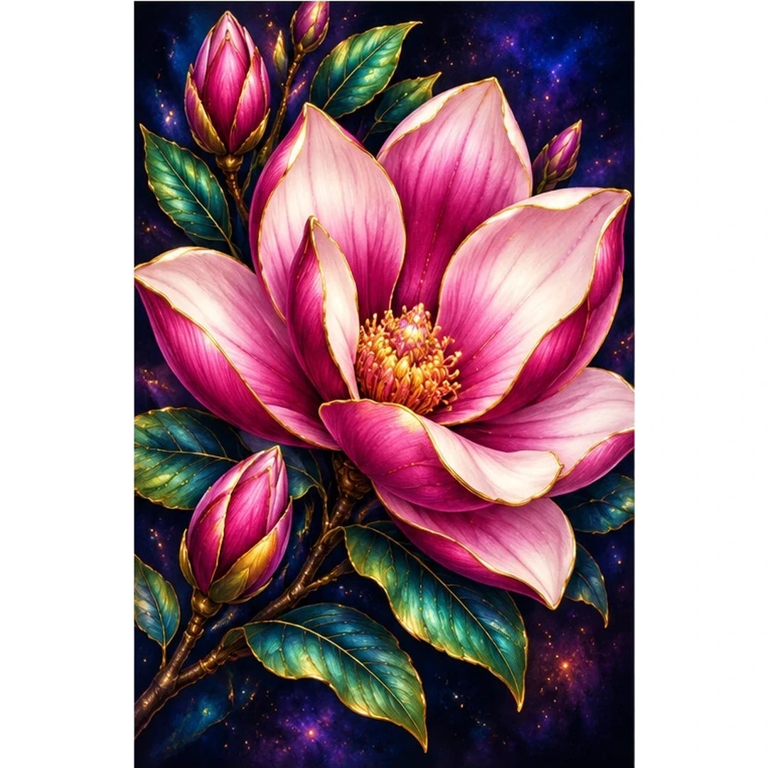 Pink Lotus Jewel Bloom Diamond Painting Kit — original white-background artwork