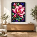 Pink Lotus Jewel Bloom Diamond Painting Kit — Home decor scene