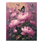 Pink Peonies and Butterflies completed artwork on a clean white background