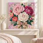 Pink Peony Bouquet Pearl Diamond Painting Kit – room image