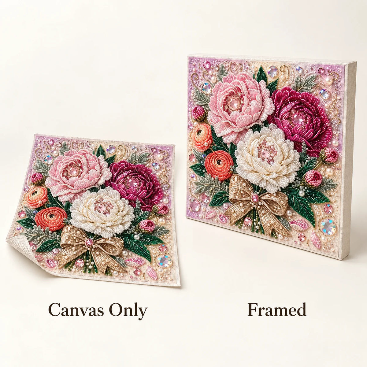 Pink Peony Bouquet Pearl Diamond Painting Kit – style image