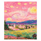 Pink Starry Sky Village — original image, diamond painting kit
