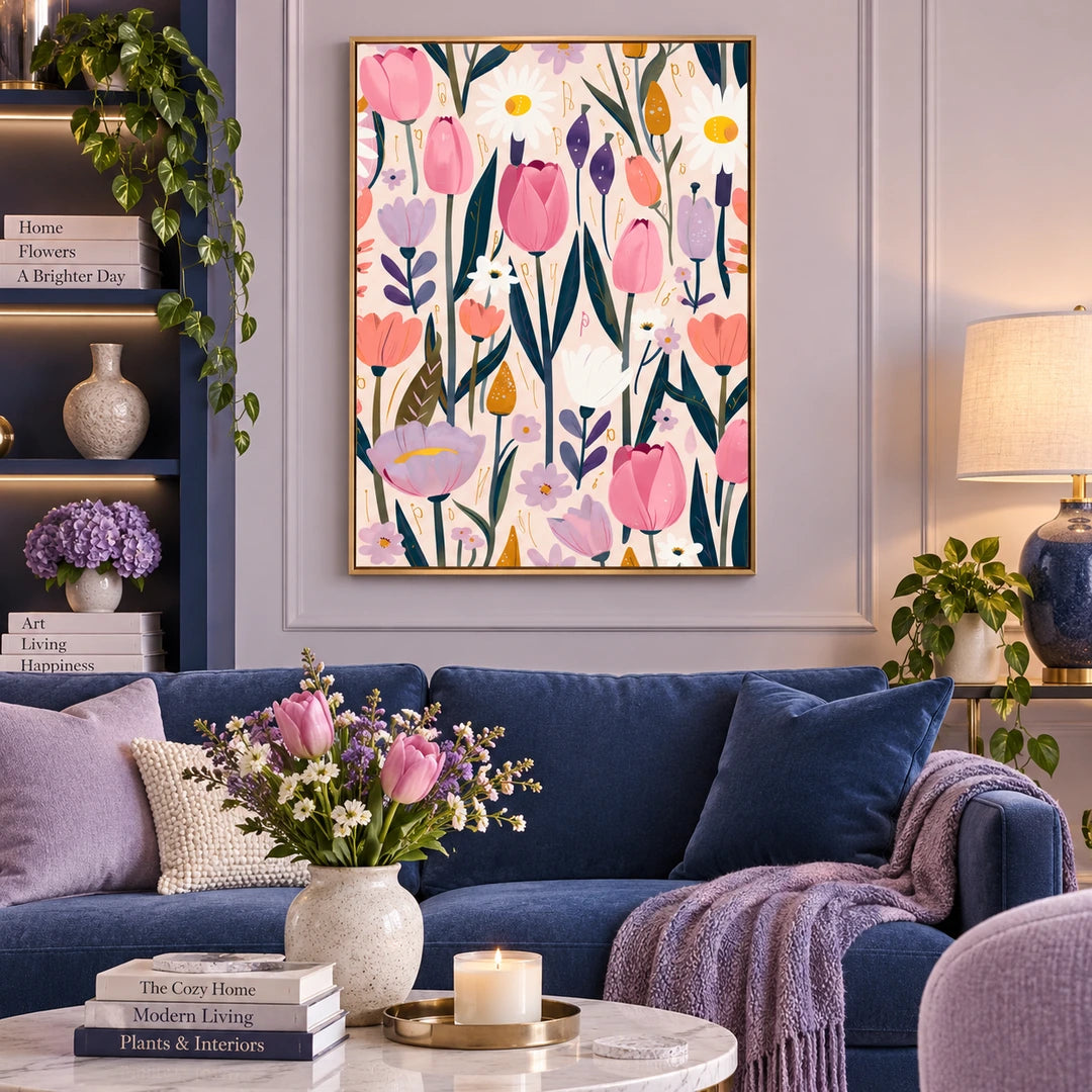 Pink Tulip Meadow Diamond Painting Kit size guide