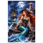 Pirate Mermaid Ghost Lighthouse original artwork on white