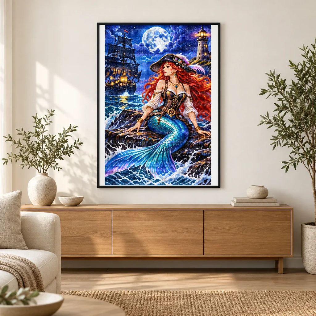 Pirate Mermaid Ghost Lighthouse finished artwork in home décor