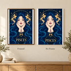 Framed and no-frame options for the Pisces Twin Fish Dream diamond painting
