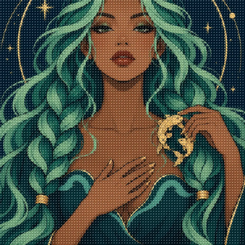 Close-up of sparkling drills on the Pisces Seafoam Current design