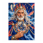 Finished white-background diamond painting — ocean guardian and twin fish