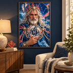 Framed artwork displayed in a home interior — ocean guardian and twin fish