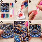 Six illustrated steps for placing pearls on the pisces design