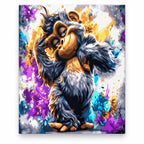 Playful Baby Chimpanzee paint by numbers artwork on a front-facing canvas against a white background