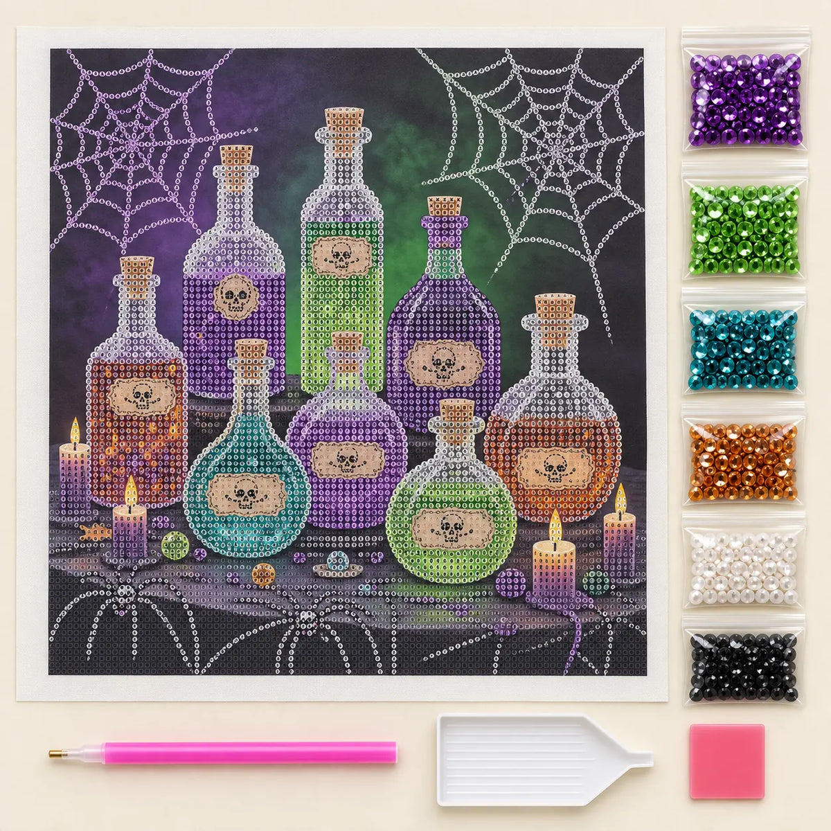 Poison Potion Bottles Pearl Diamond Painting Kit kit image