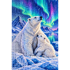 Polar Bear Aurora Diamond Painting Kit diamond and canvas detail