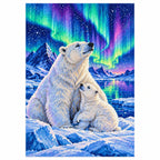 Polar Bear Aurora Diamond Painting Kit finished diamond artwork on white background