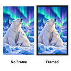 Polar Bear Aurora Diamond Painting Kit No Frame and Framed comparison
