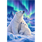 Polar Bear Aurora original artwork on white background