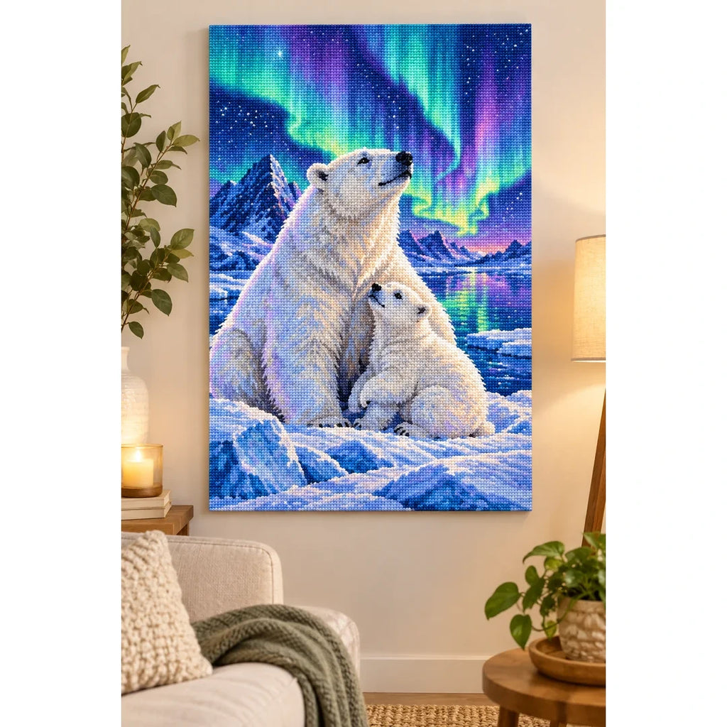 Polar Bear Aurora Diamond Painting Kit home decor scene
