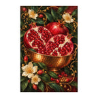 Finished white-background diamond painting of Pomegranate and Copper Bowl