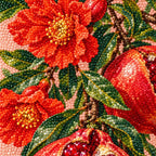 Pomegranate Blossoms on a Branch: close-up of diamond drills and artwork detail