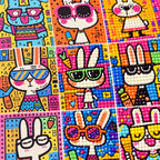 Pop Art Bunny Grid diamond and canvas detail