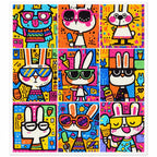Pop Art Bunny Grid finished diamond artwork on white background