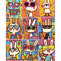 Pop Art Bunny Grid original artwork on white background