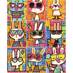 Pop Art Bunny Grid original artwork on white background