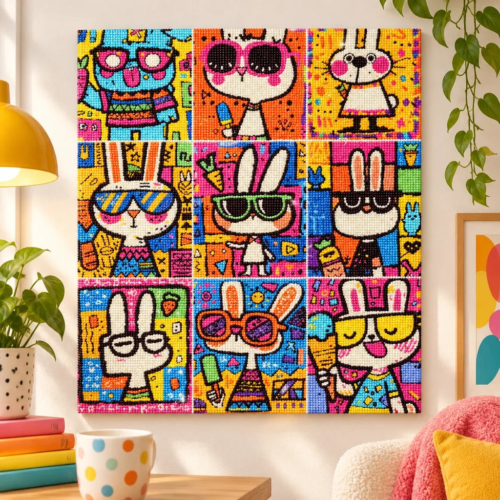 Pop Art Bunny Grid home decor scene