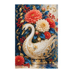 Finished white-background diamond painting of Porcelain Swan Vase