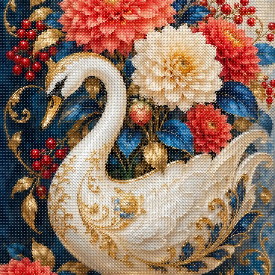 Close-up of sparkling drills on the Porcelain Swan Vase design
