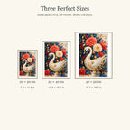 Porcelain Swan Vase diamond painting in 20 by 30, 30 by 40, and 40 by 50 centimeter sizes