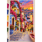 Portuguese Azulejo Street Sunset diamond painting process