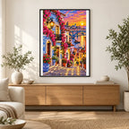 Portuguese Azulejo Street Sunset finished artwork in home décor