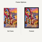 Portuguese Azulejo Street Sunset No Frame and Framed comparison