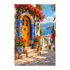 White-background original artwork of portuguese tile doorway
