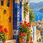 Close-up diamond detail of the portuguese tile doorway diamond painting