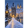 Prague Snowy Charles Bridge original artwork on white background